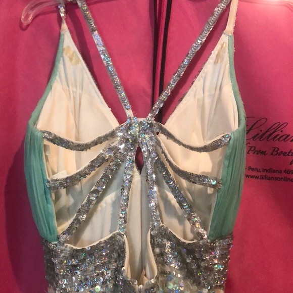 Seafoam Mermaid Sequin Formal Gown - Picture 4 of 7